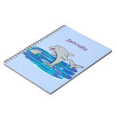 Schattige happy dolphins cartoon illustratie notitieboek (Linkerzijde)