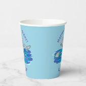 Schattige happy dolphins cartoon illustratie papieren bekers (Links)