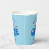 Schattige happy dolphins cartoon illustratie papieren bekers (Rechts)