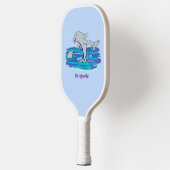 Schattige happy dolphins cartoon illustratie pickleball paddle (Links)