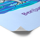 Schattige happy dolphins cartoon illustratie poster (Hoek)