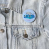 Schattige happy dolphins cartoon illustratie ronde button 5,7 cm (In situ)