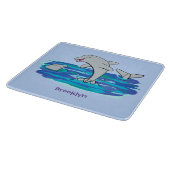 Schattige happy dolphins cartoon illustratie snijplank (Hoek)