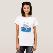 Schattige happy dolphins cartoon illustratie t-shirt (Voorkant volledig)