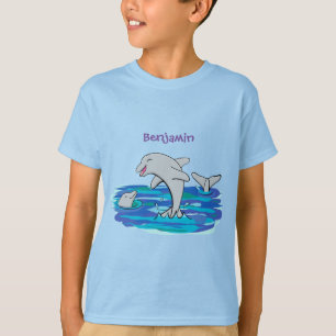 Schattige happy dolphins cartoon illustratie t-shirt