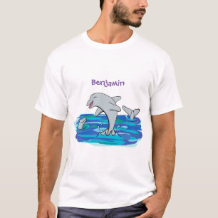 Schattige happy dolphins cartoon illustratie t-shirt