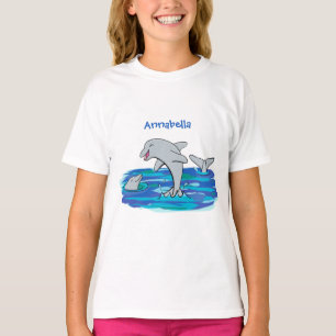 Schattige happy dolphins cartoon illustratie t-shirt