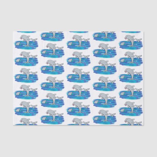 Schattige happy dolphins cartoon illustratie tissuepapier (Voorkant)