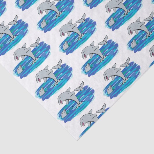 Schattige happy dolphins cartoon illustratie tissuepapier (Detail)