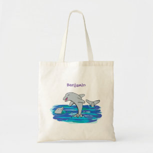 Schattige happy dolphins cartoon illustratie tote bag