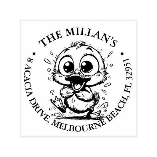 Schattige Happy Duck thema Zelfinktende Stempel (Design)