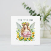 Schattige Happy Easter Angel Feestdiner Kaart (Staand voorkant)