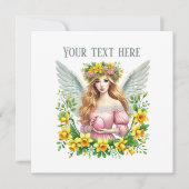 Schattige Happy Easter Angel Feestdiner Kaart (Voorkant)