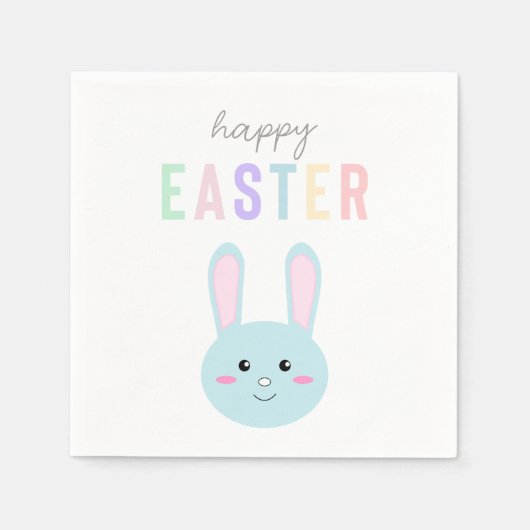 Schattige Happy Easter Blue Bunny Kawaii Sweet Servet (Voorkant)