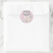 Schattige Happy Easter Bunny Design Ronde Sticker (Tas)