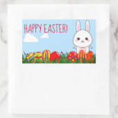 Schattige Happy Easter Bunny & Eggs op gras Rechthoekige Sticker (Tas)