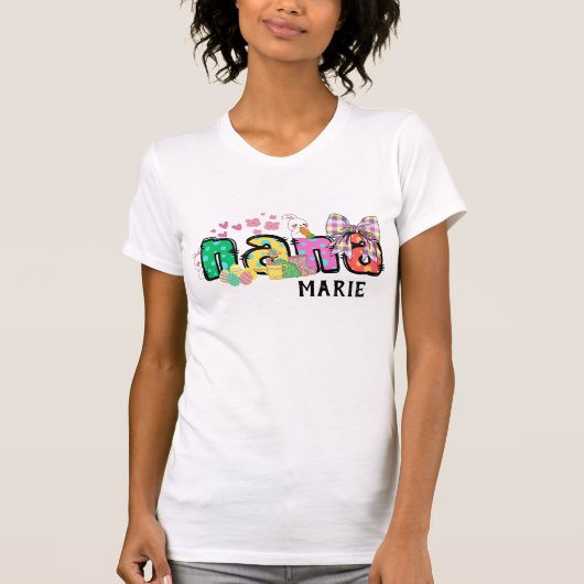 Schattige Happy Easter Bunny Nana gepersonaliseerd T-shirt (Voorkant)