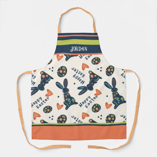 Schattige Happy Easter Bunny Pattern Navy Custom F Schort (Voorkant)