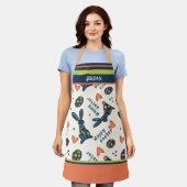 Schattige Happy Easter Bunny Pattern Navy Custom F Schort (Gedragen)