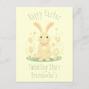 Schattige Happy Easter Bunny Rabbit Preschool Geel Briefkaart