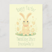 Schattige Happy Easter Bunny Rabbit Preschool Geel Briefkaart (Voorkant)