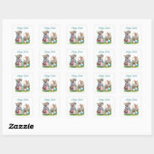 Schattige happy easter bunny tekst toevoegen vierkante sticker (Vel)