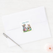 Schattige happy easter bunny tekst toevoegen vierkante sticker (Envelop)