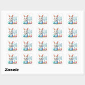 Schattige Happy Easter bunny waterverf Vierkante S Vierkante Sticker (Vel)