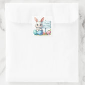 Schattige Happy Easter bunny waterverf Vierkante S Vierkante Sticker (Tas)