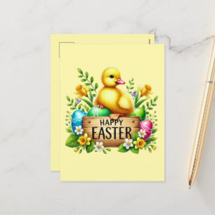 Schattige Happy Easter chick Feestdagenkaart