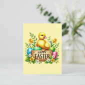 Schattige Happy Easter chick Feestdagenkaart (Staand voorkant)