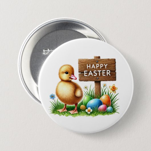 Schattige Happy Easter chick Ronde Button 7,6 Cm (Voorkant /achterkant)