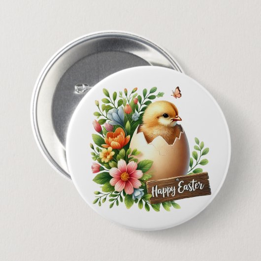 Schattige Happy Easter chick Ronde Button 7,6 Cm (Voorkant /achterkant)