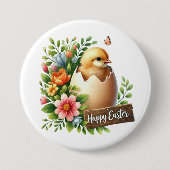 Schattige Happy Easter chick Ronde Button 7,6 Cm (Voorkant)