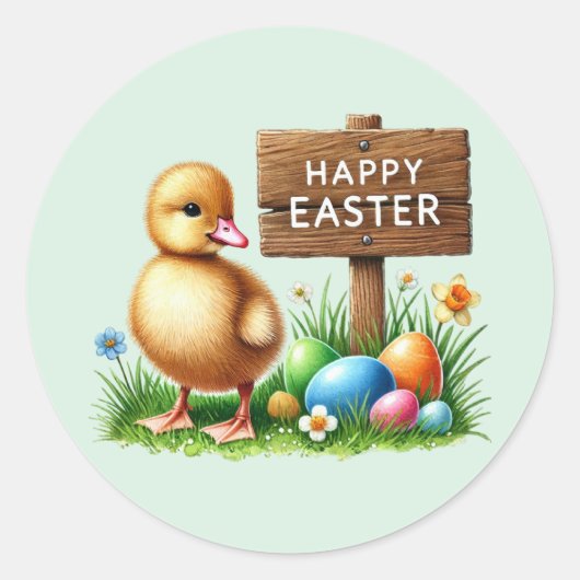 Schattige Happy Easter chick Ronde Sticker (Voorkant)