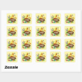 Schattige Happy Easter chick Vierkante Sticker (Vel)