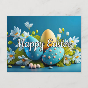Schattige Happy Easter Decoration Eggs Briefkaart