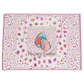 Schattige Happy Easter Eggs Roze Speckles Modern C Groot Cadeauzakje (Voorkant)