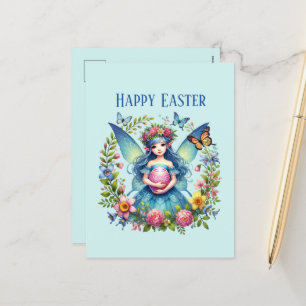 Schattige Happy Easter Fairy bericht toevoegen Feestdagenkaart