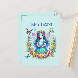 Schattige Happy Easter Fairy bericht toevoegen Feestdagenkaart