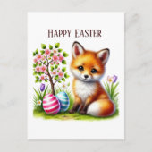 Schattige Happy Easter fox bericht toevoegen Feestdagenkaart (Voorkant)