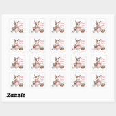 Schattige happy easter girl bunny tekst toevoegen vierkante sticker (Vel)