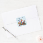 Schattige Happy Easter gnome train tekst toevoegen Vierkante Sticker (Envelop)