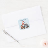 Schattige Happy Easter gnome train tekst toevoegen Vierkante Sticker (Envelop)
