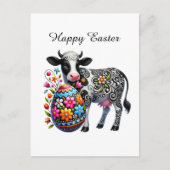 Schattige Happy Easter koe boerderij dier Feestdagenkaart (Voorkant)