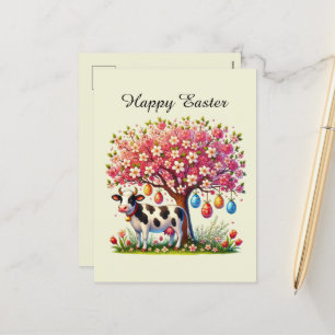 Schattige Happy Easter koe boerderij dier Feestdagenkaart