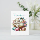 Schattige Happy Easter lamb Briefkaart (Staand voorkant)