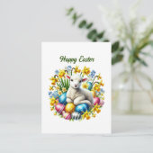 Schattige Happy Easter lamb Feestdagenkaart (Staand voorkant)