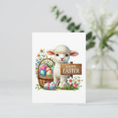 Schattige Happy Easter lamb Feestdagenkaart (Staand voorkant)