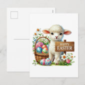 Schattige Happy Easter lamb Feestdagenkaart (Voorkant / Achterkant)